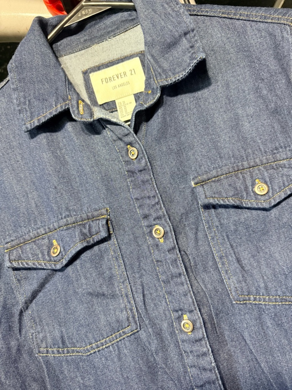 Forever 21 Dark Blue Denim Shirt Dress - Picture 3 of 7